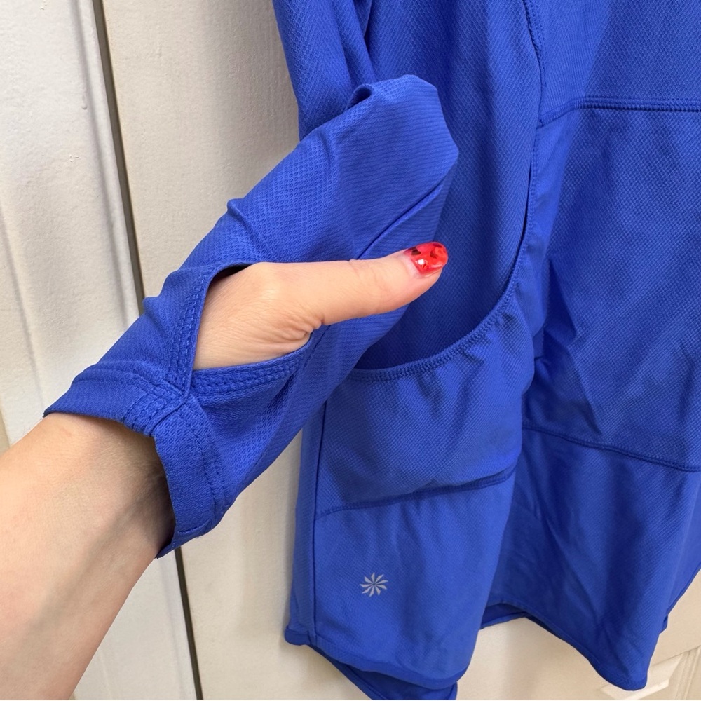 Athleta Wick-It Wader Long Sleeve Hoodie Swimsuit Coverup Bora Bora Blue Small - Picture 7 of 11